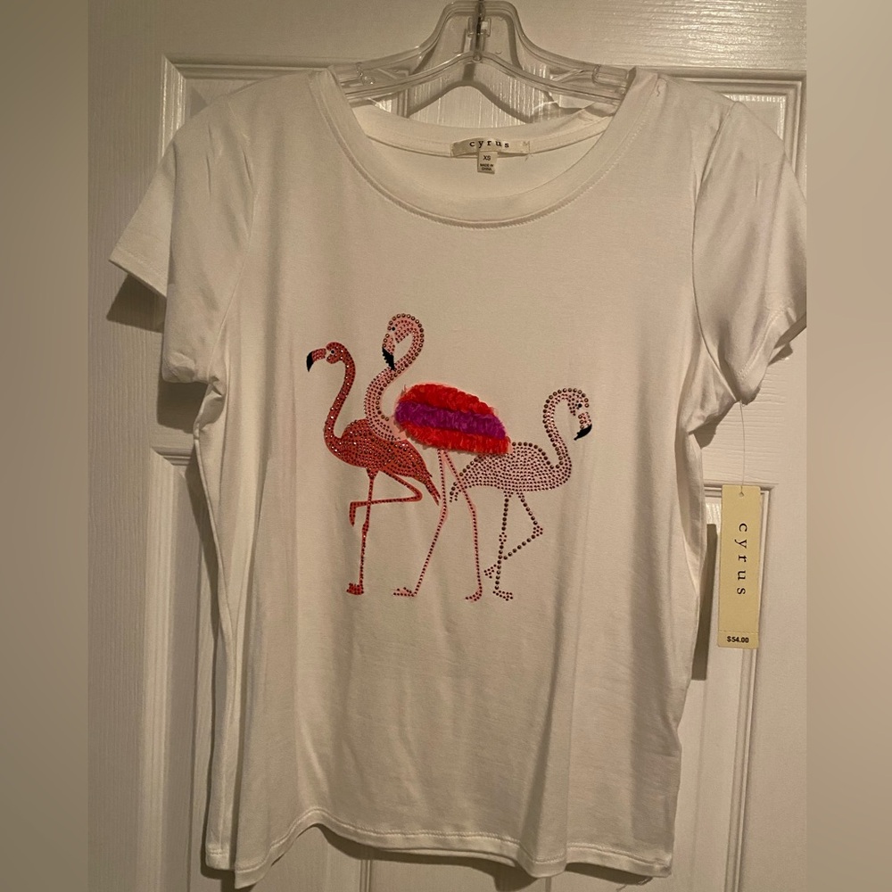 Pink Flamingo T-shirt top - Picture 1 of 6